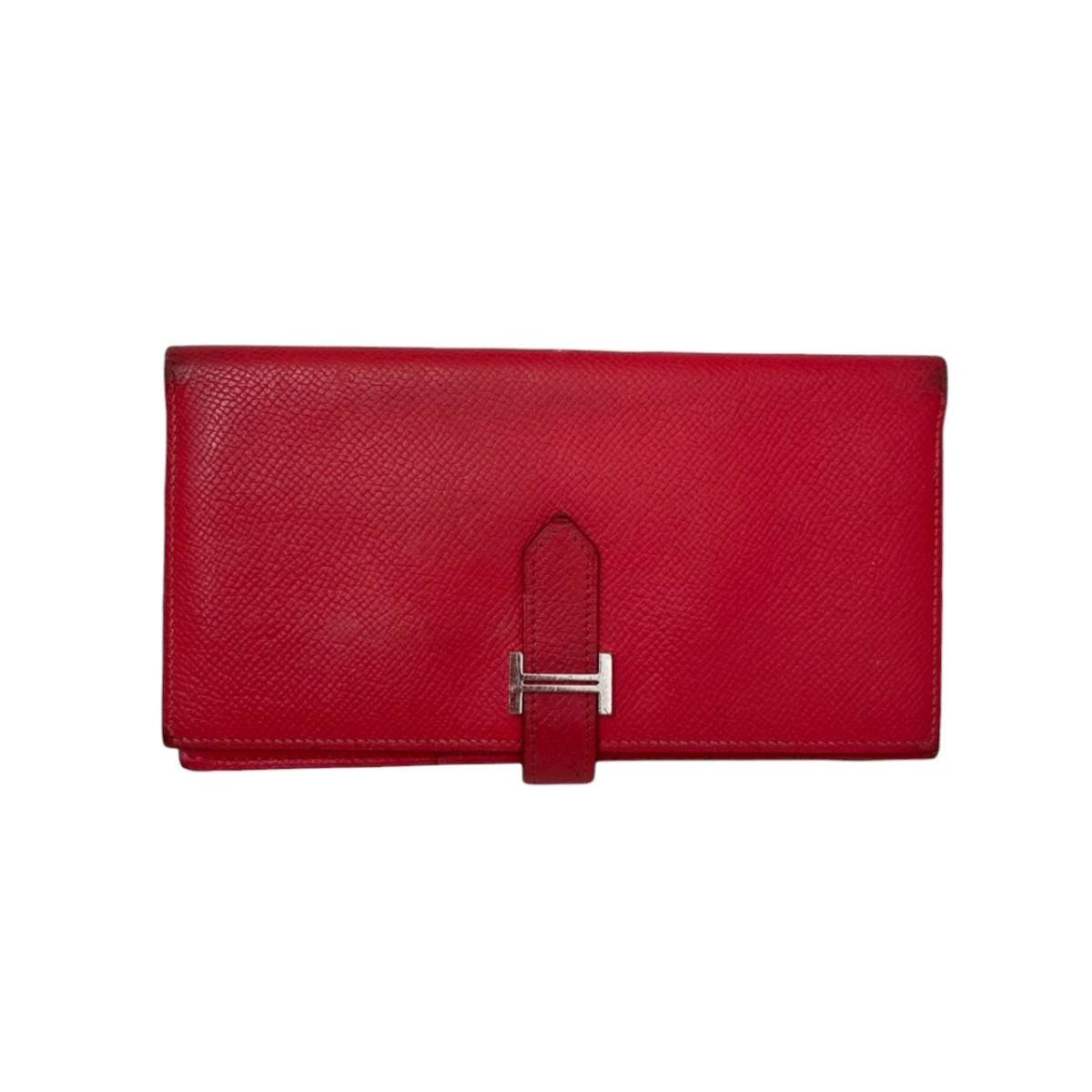 【中古】HERMES 長紙入れ 赤いこと 【180326】（エルメス）