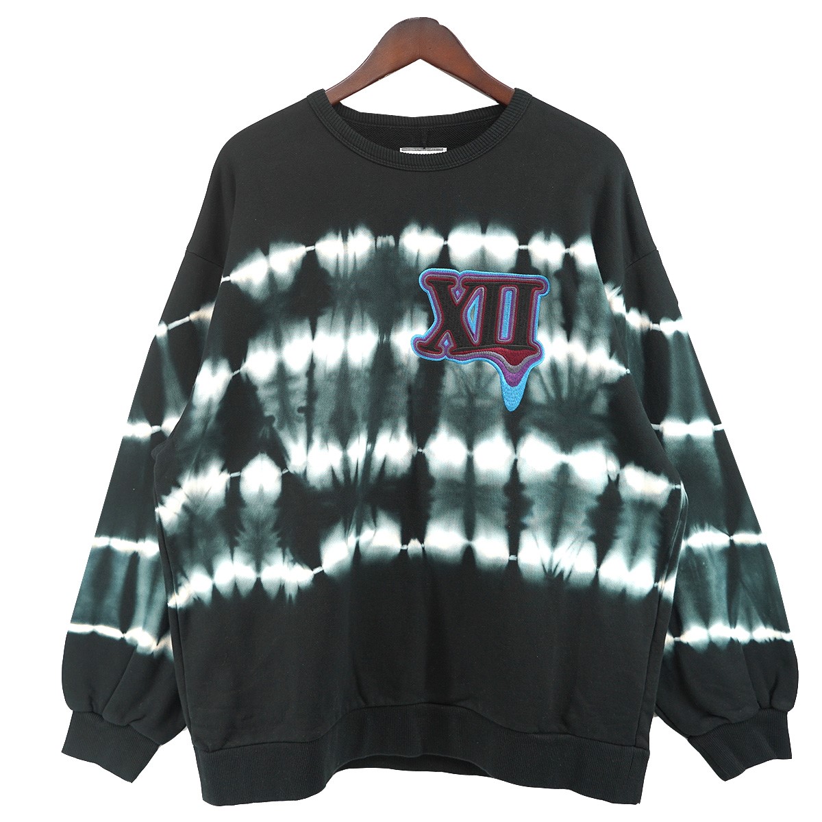 【中古】 SHAREEF　 23AW MELTED XII BIG SWEAT ボーダーデザイン クルーネック スウェット トレーナー ブラック サイズ：2 【170326】（シャリーフ）