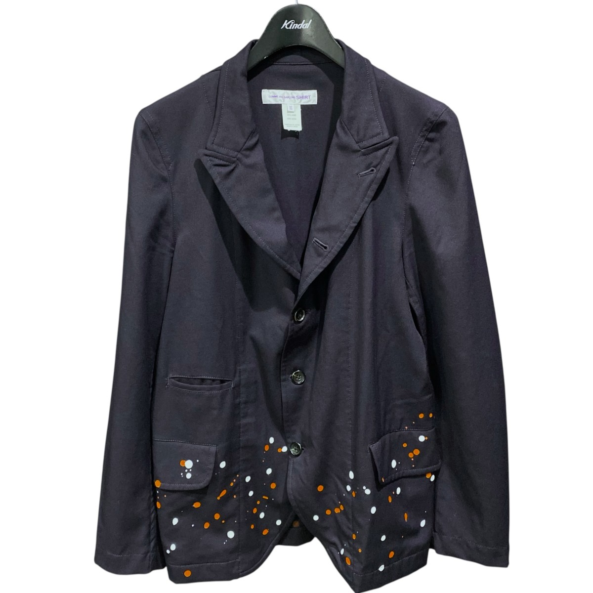 【中古】 COMME des GARCONS SHIRT　 ペイントデザインジャケット W23168 ネイビー サイズ：XS 【170326】（コムデギャルソンシャツ）