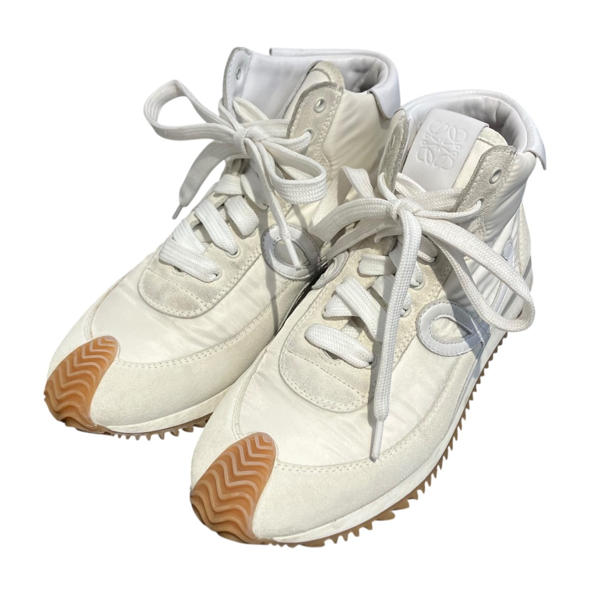 【中古】LOEWE FLOW RUNNER HI ハイカットスニーカー 590222 白いこと 大きさ：35(約22糎) 【180326】（ロエベ）
