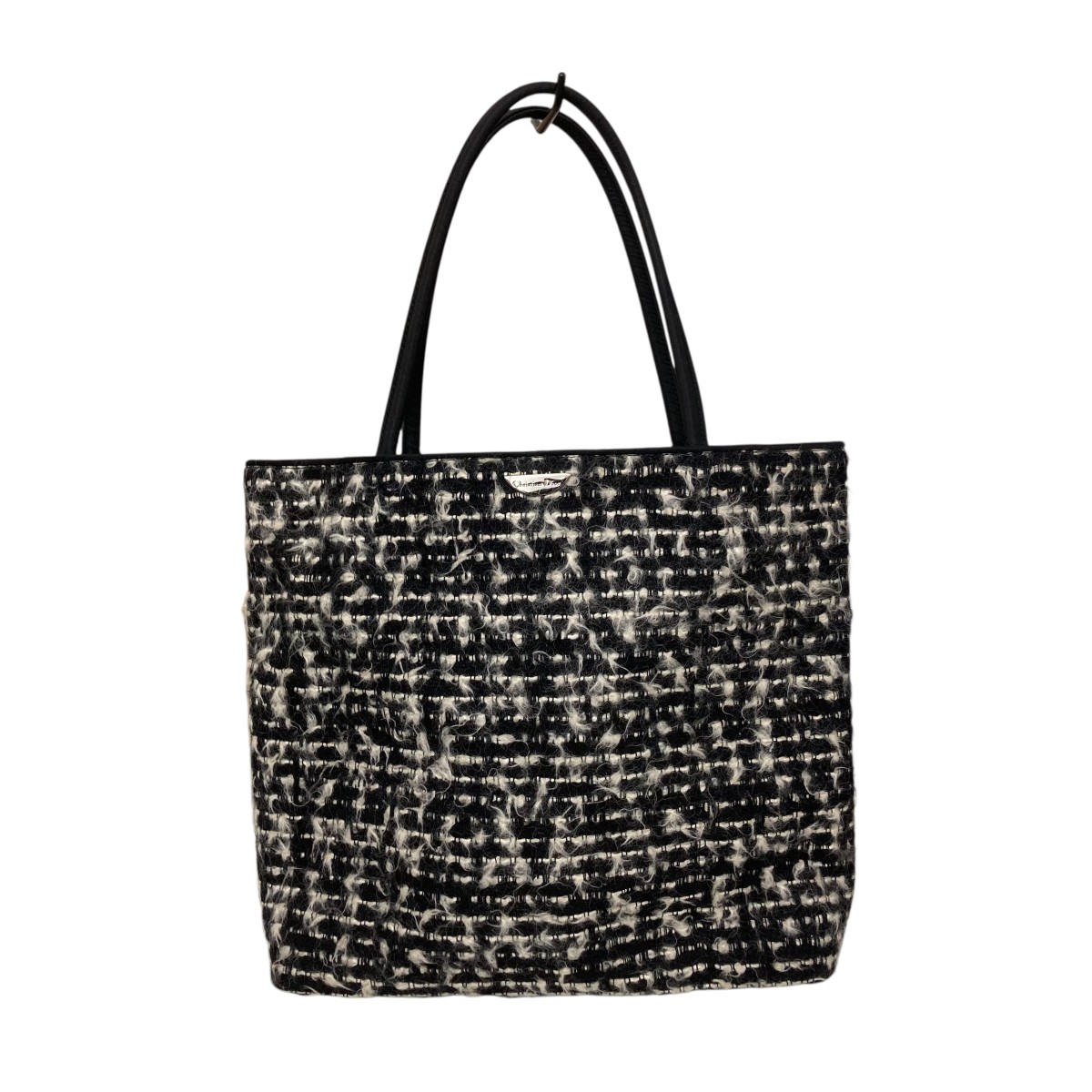 【中古】 Christian Dior　 ツイード トートバッグ ブラック×ホワイト 【180326】（クリスチャンディオール）