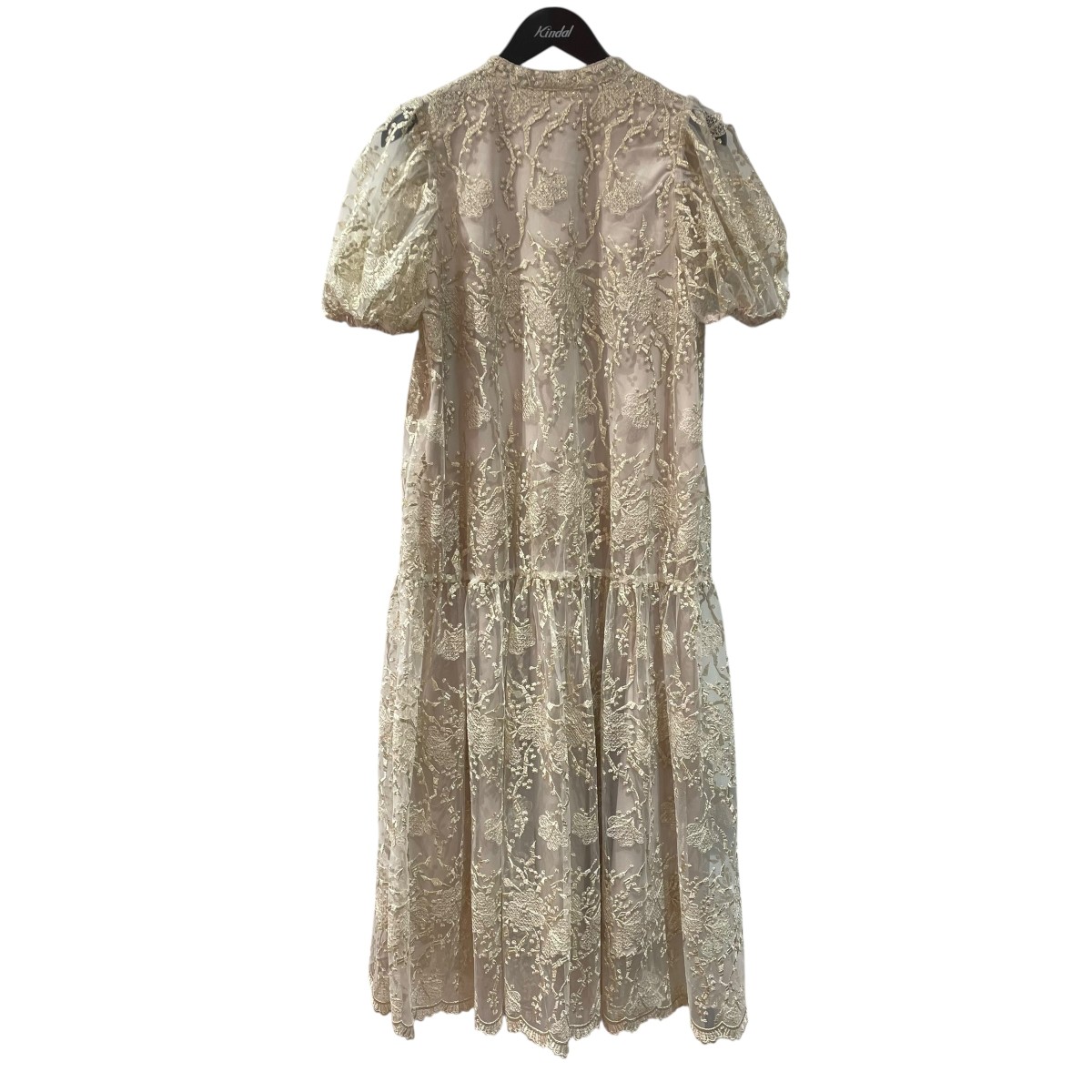 【中古】 Acka． puffy occasion dress　 半袖ドレス Aaka-mf-019 ベージュ サイズ：01 【180326】（エーシーケーエー）