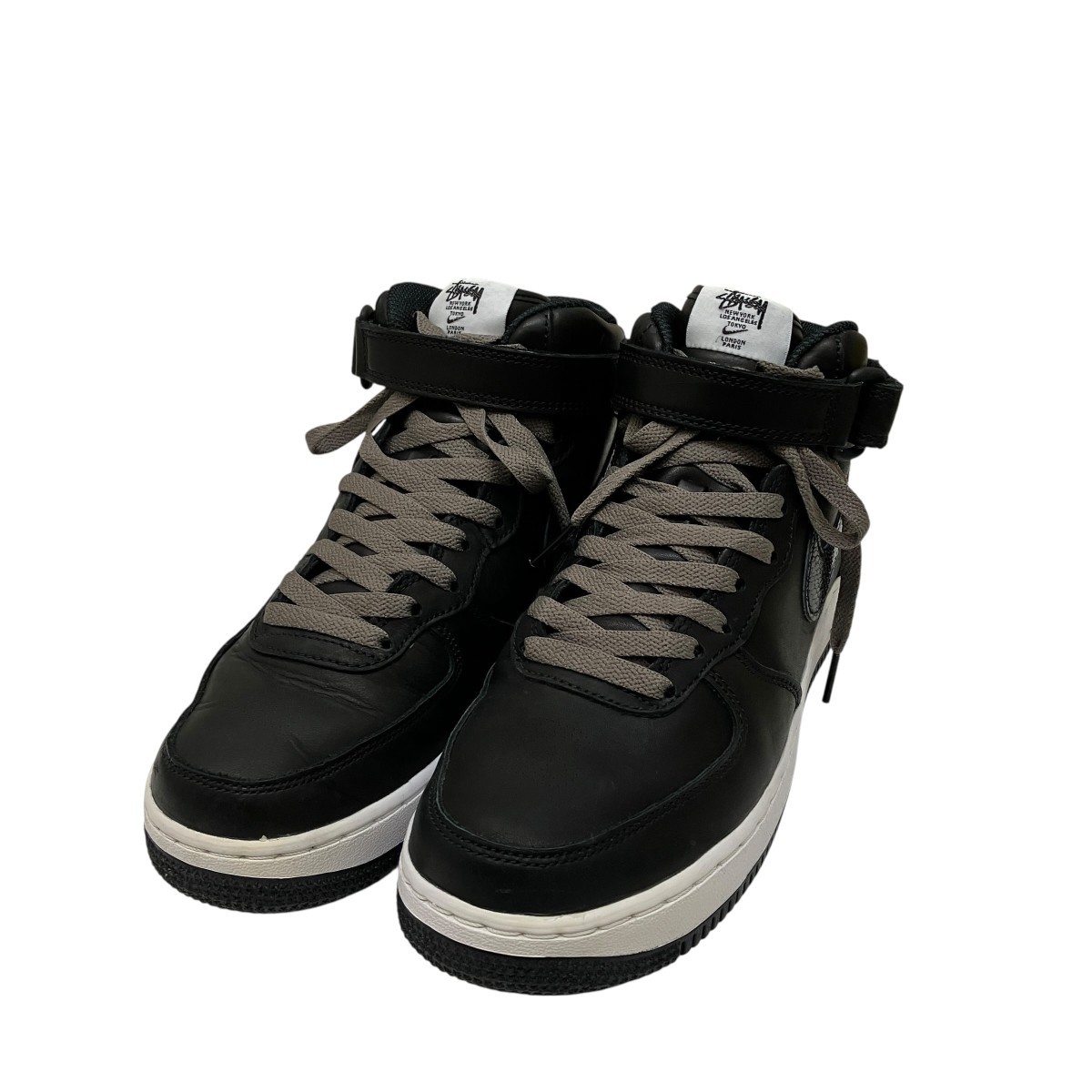 【中古】 NIKE×stussy　 AIR FORCE 1 07 MID SP スニーカー DJ7840-001 ブラック サイズ：25cm 【190326】（ナイキ×ステューシー）