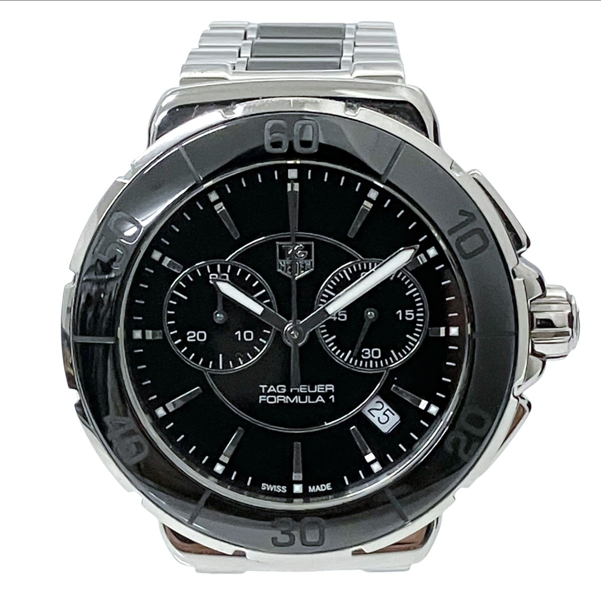 【中古】TAGHEUER 数式1 アナログウォッチ CAH1210 しろがね色×黒いこと 【190326】（タグ・ホイヤー）