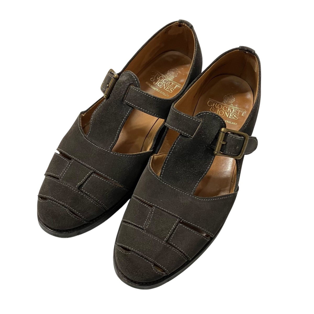 【中古】 Crockett ＆ Jones　 レザーサンダル ブラウン サイズ：6E 【190326】（クロケット＆ジョーンズ）