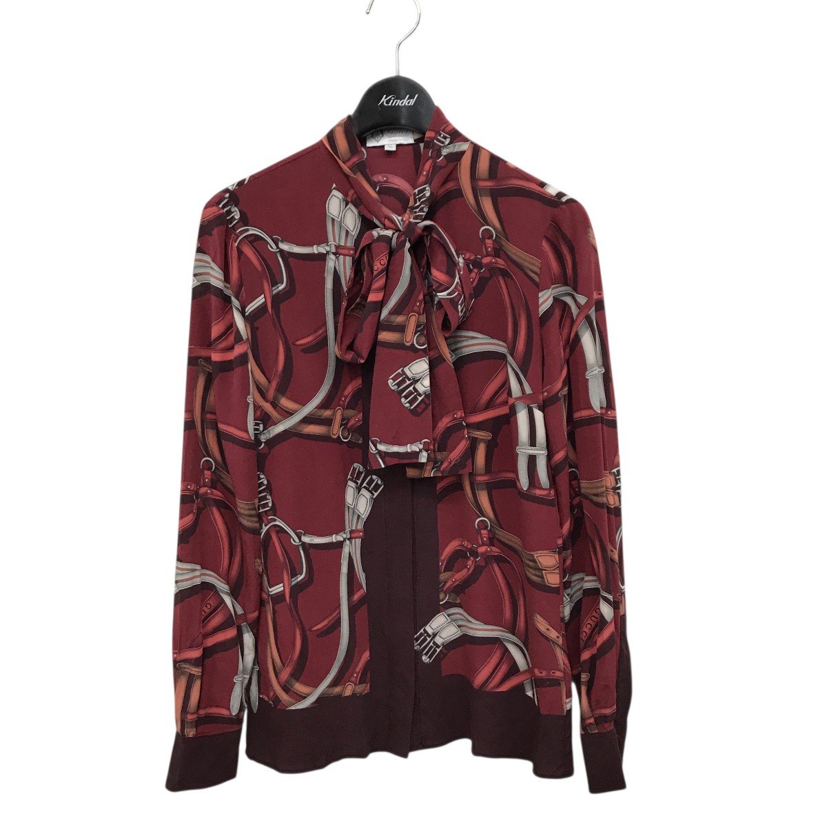 【中古】 GUCCI　 ベルト柄 長袖シャツ 390038 レッド サイズ：36 【190326】（グッチ）