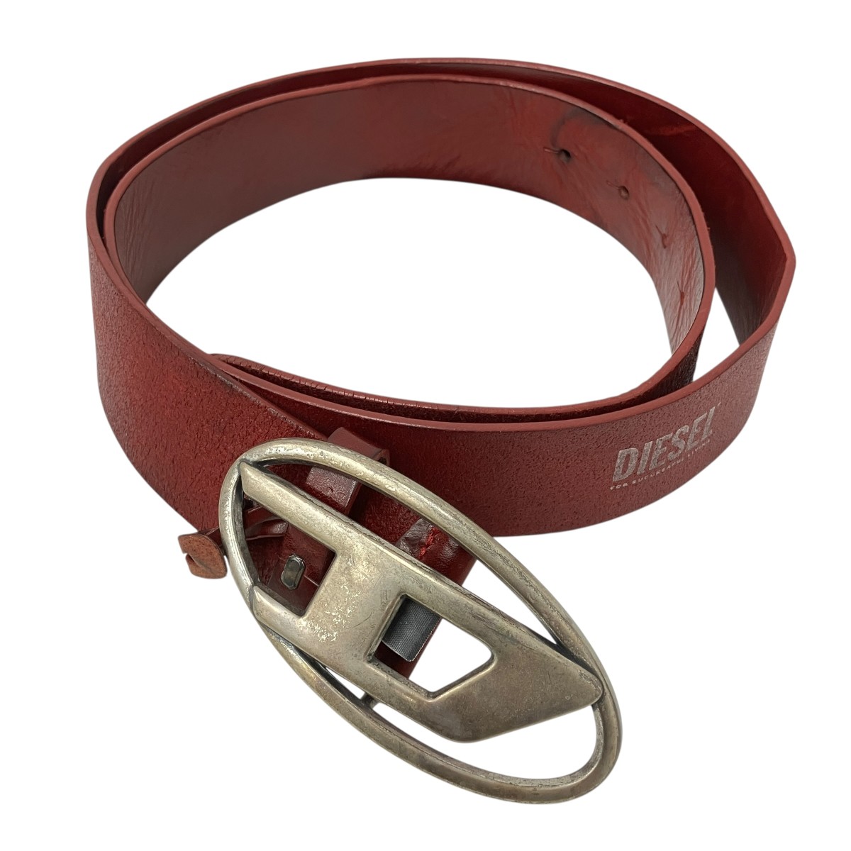 【中古】 DIESEL レザーベルト X08510 レッド サイズ:90cm 【190326】(ディーゼル)