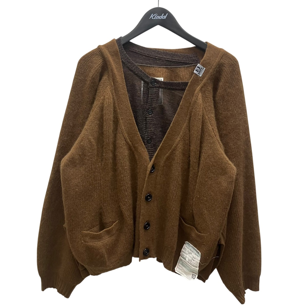 【中古】 Maison MIHARA YASUHIRO レイヤードカーディガン ブラウン サイズ：Free 【価格見直し】 29,029円