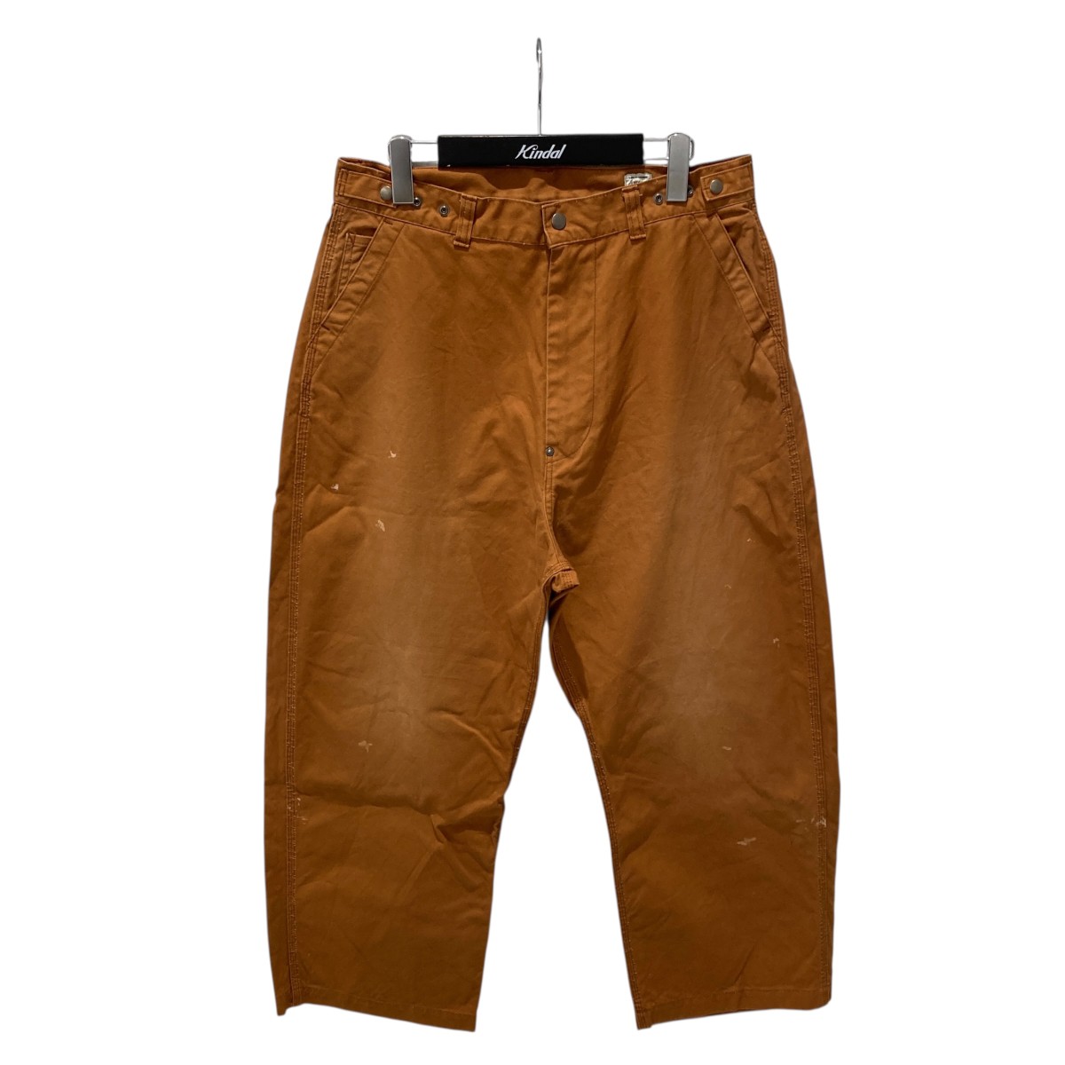 【中古】 Ordinary fits　 BELL PANTS USED ペイントワイドパンツ of-p180 ブラウン サイズ：32 【200326】（オーディナリーフィッツ）