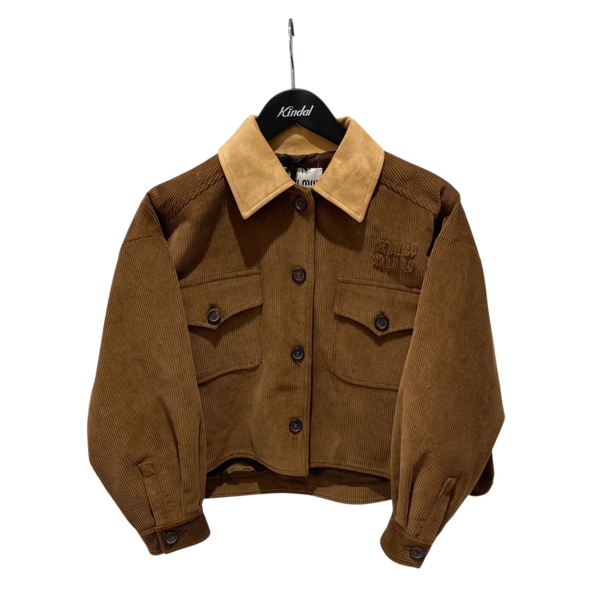 【中古】 MIU MIU　 25SS ベルベットブルゾン コーデュロイジャケット ML1023 ブラウン サイズ：36 【200326】（ミュウミュウ）