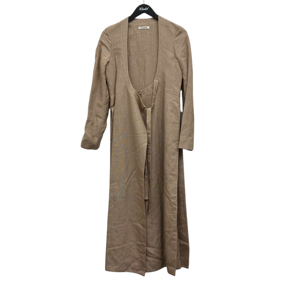 【中古】 FUMIKA UCHIDA　 silk linen woven pattern open bib gawn オープンデザインガウン ベージュ サイズ：36 【200326】（フミカウチダ）