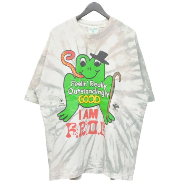 【中古】 Online Ceramics　 I am Frog Tee　タイダイプリントＴシャツ マルチカラー サイズ：XL 【200326】（オンライン セラミックス）