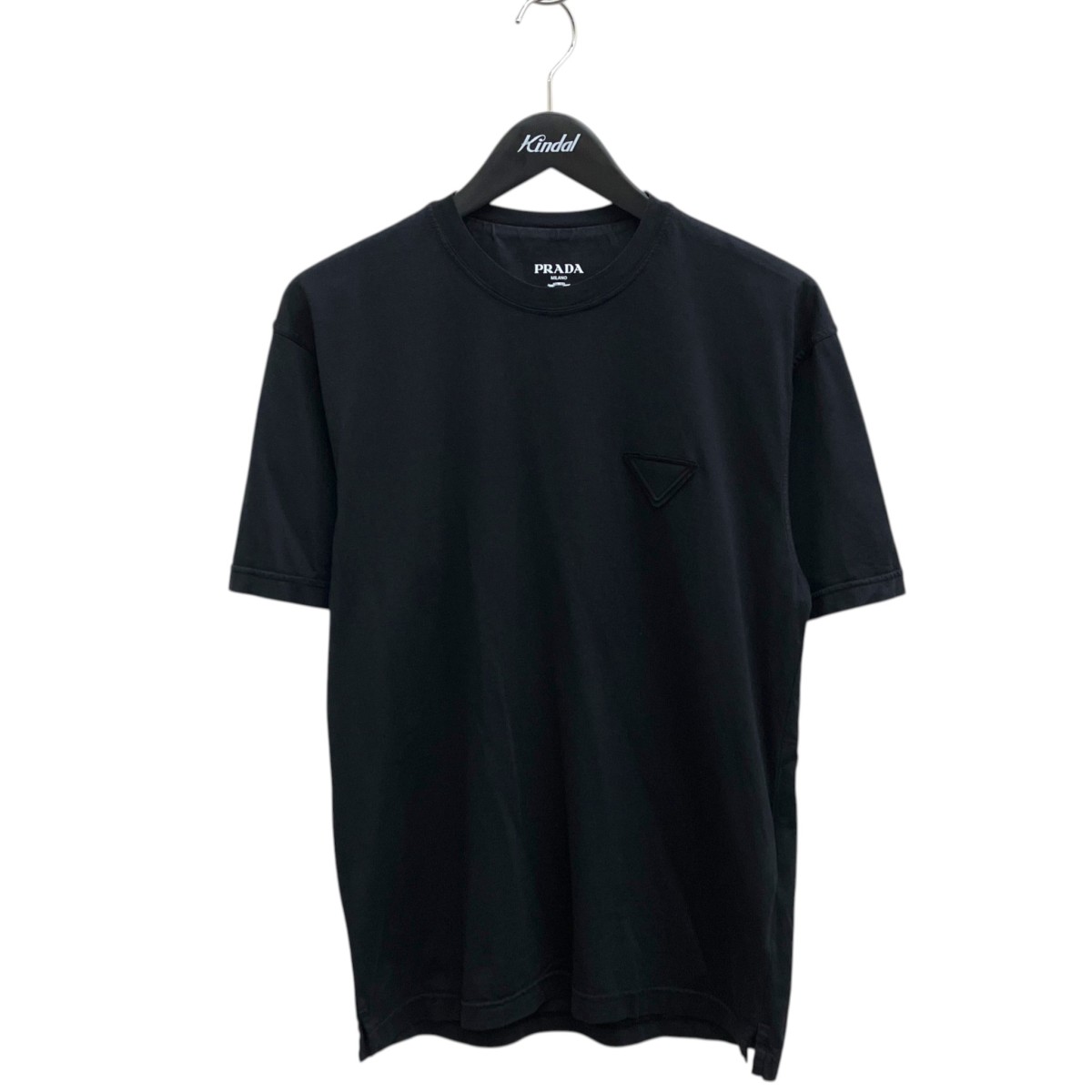【中古】 PRADA　 三角ロゴコットン Tシャツ UJN852 ブラック サイズ：XS 【210326】（プラダ）