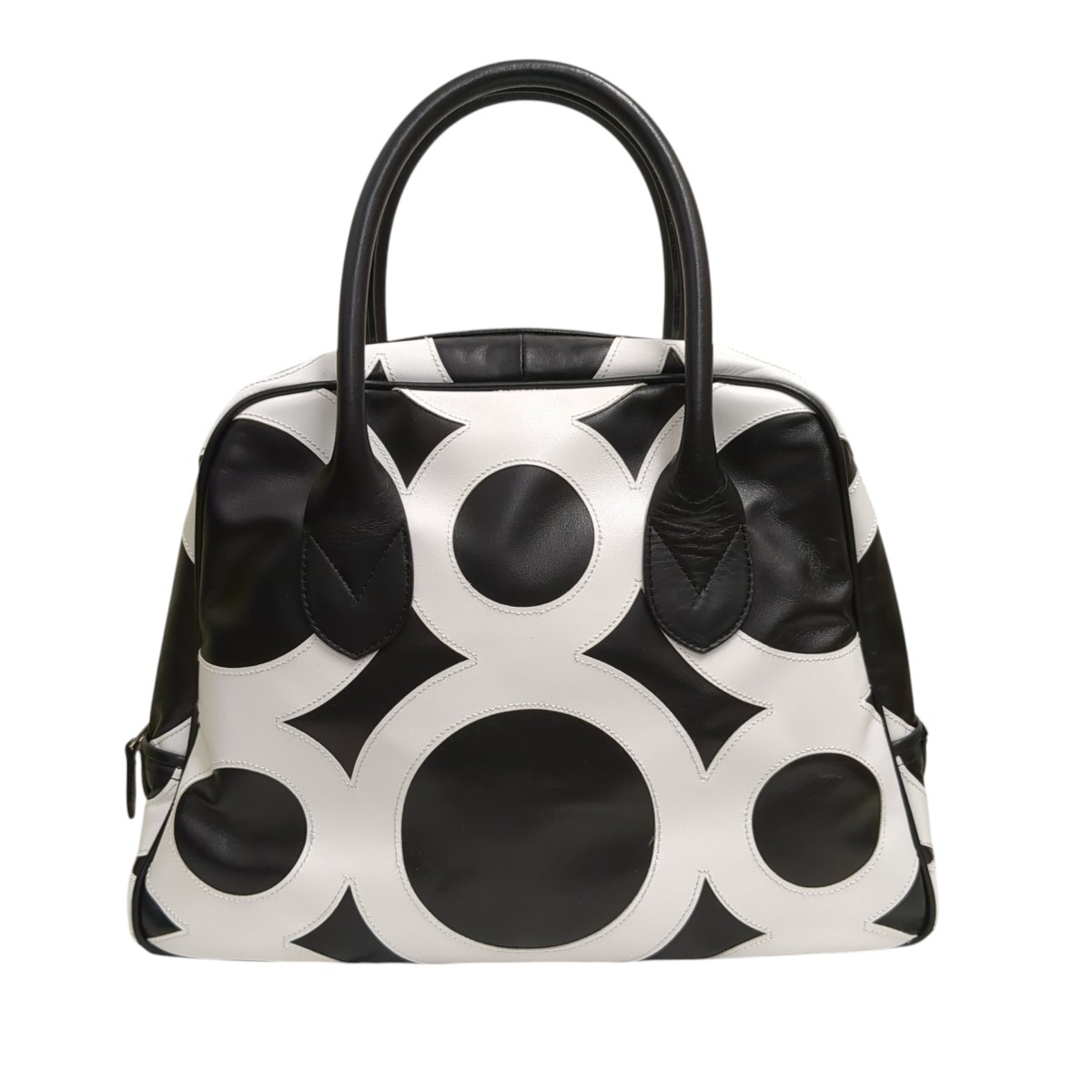 【中古】 COMME des GARCONS　 ハンドバッグ ブラック×ホワイト 【210326】（コムデギャルソン）