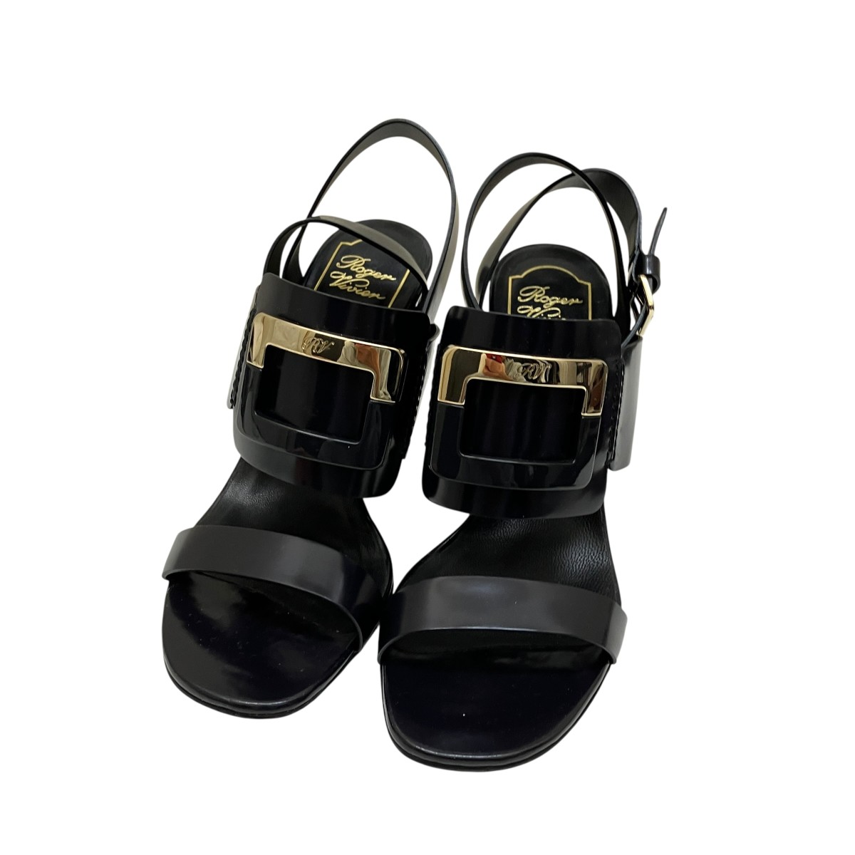 【中古】 Roger Vivier　 ヒールサンダル ブラック サイズ：37 1/2 【210326】（ロジェ ヴィヴィエ）