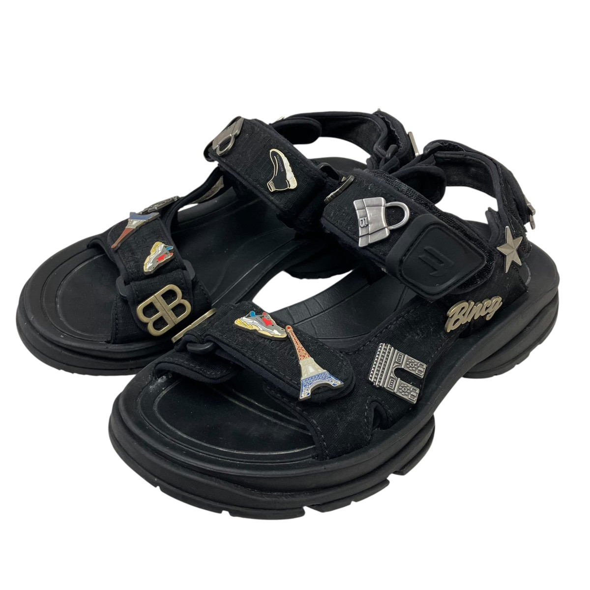 【中古】BALENCIAGA ピンサンダル 黒いこと 大きさ：24糎 【210326】（バレンシアガ）