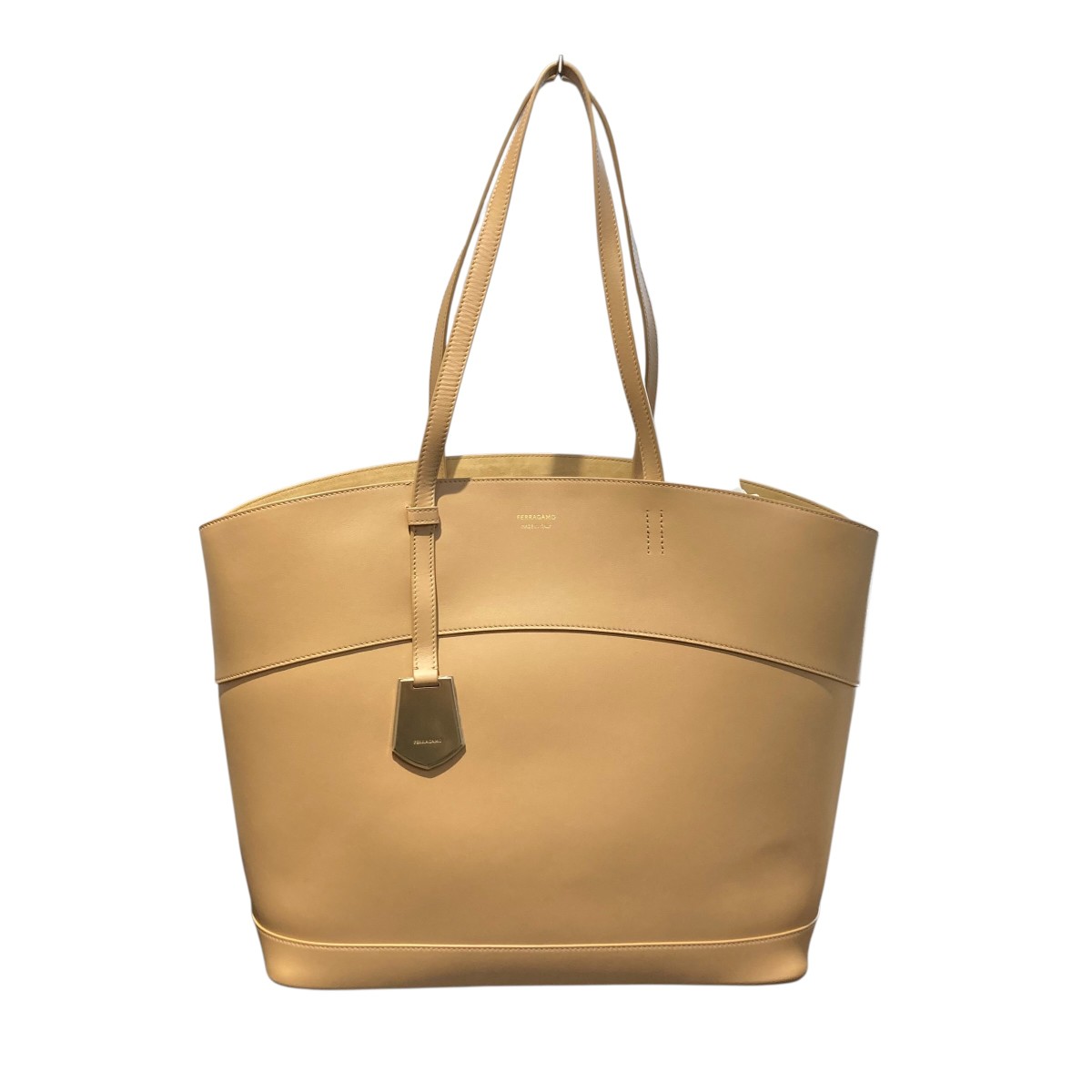 【中古】 Ferragamo　 Charming レザートートバッグ キャメル 【210326】（フェラガモ）