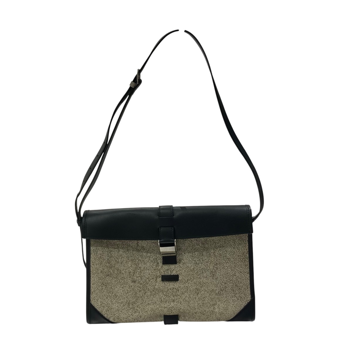 【中古】 BALENCIAGA　 LEATHER CROSSBODY BAG ショルダーバッグ ホワイト×ブラック 【210326】（バレンシアガ）