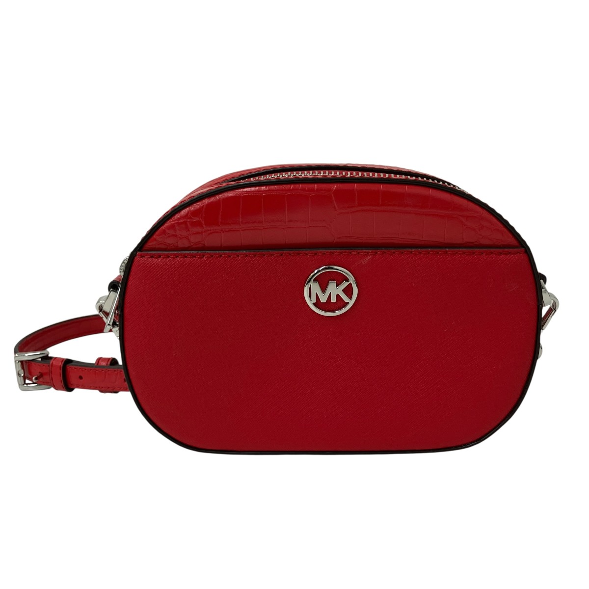 【中古】MICHAEL KORS クロコ型押し ショルダーバッグ レッド 【210326】（マイケルコース）