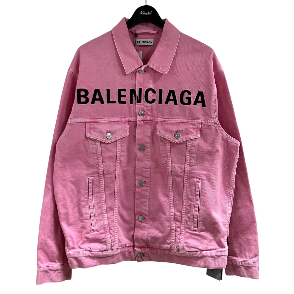 【中古】 BALENCIAGA ロゴ刺繍デニムジャケット ピンク サイズ:F34 【210326】(バレンシアガ)