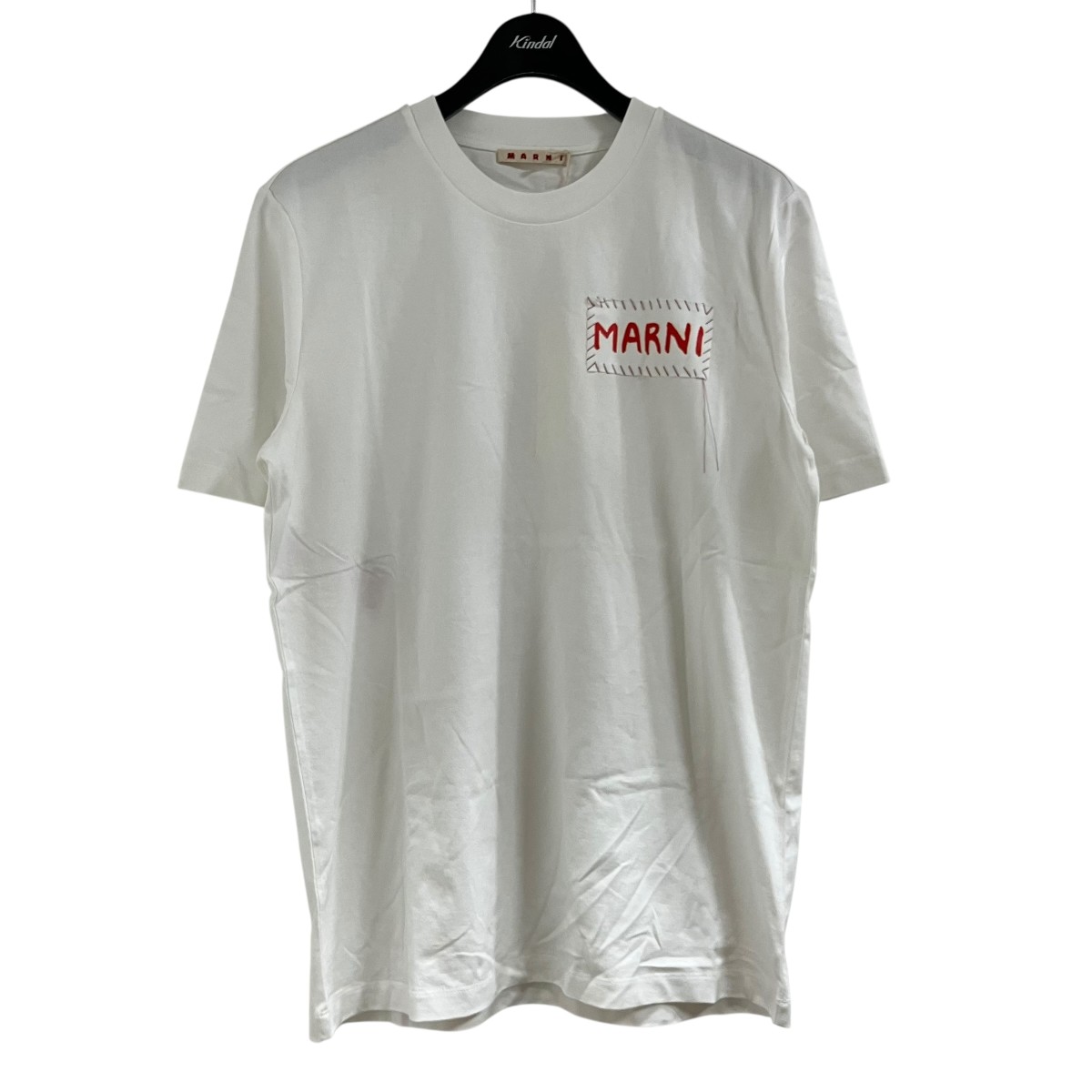 【中古】MARNI パッチワークロゴタイプ半袖プルオーバー 白いこと×赤いこと 大きさ：L 【210326】（マルニ）
