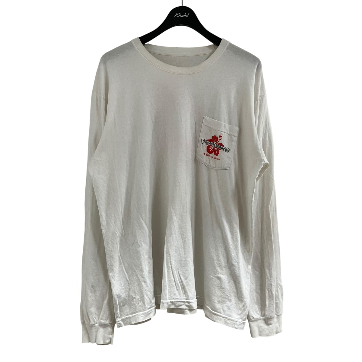 【中古】 CHROME HEARTS　 ホノルル限定ロングスリーブカットソー ホワイト×レッド サイズ：XL 【210326】（クロムハーツ）