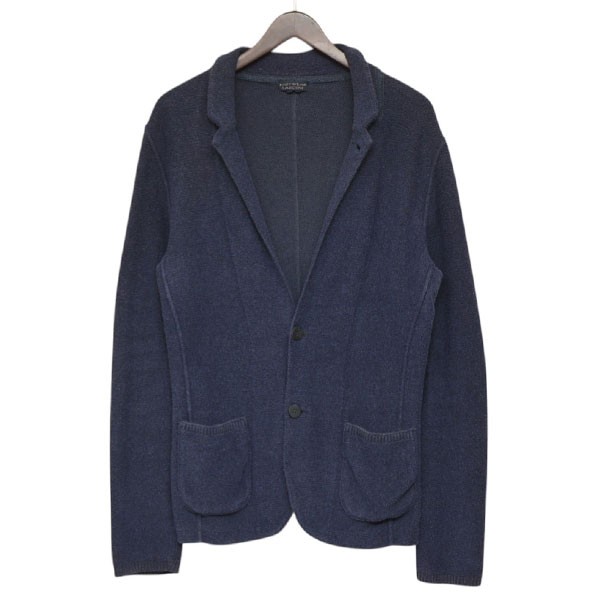 【中古】 LARDINI　 コットンパイル 2Bシングルニットジャケット　テーラードジャケット　JILJM18 ネイビー サイズ：S 【210326】（ラルディーニ）