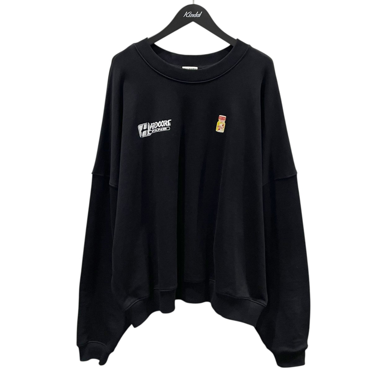 【中古】 WILLY CHAVARRIA　 23AW スウェットトレーナー NEVER FAKE IT BOMBER CREW ネバー フェイク イット ボンバー AAP317 ブラック サイズ：L 【210326】（ウィリーチャバリア）
