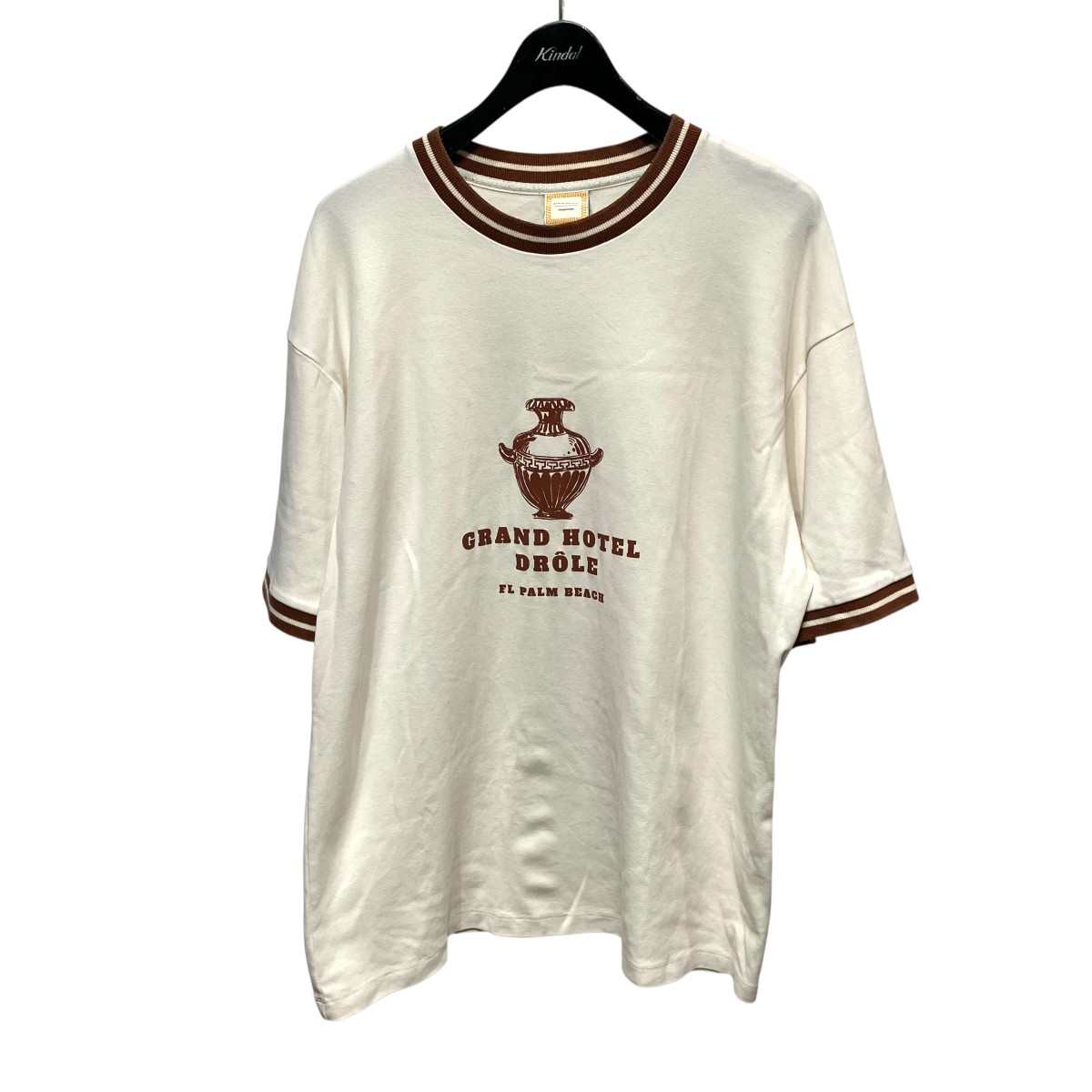 【中古】 DROLE DE MONSIEUR×GERGEI ERDEI　 リンガーTシャツ TS136-CO002 アイボリー×ブラウン サイズ：O/S 【210326】（ドロールドムッシュ×ゲルゲイアーデイ）