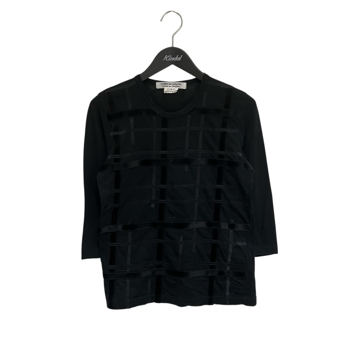 【中古】 COMME des GARCONS COMME des GARCONS　 フロントテープデザイン 半袖Tシャツ RQ-T014 ブラック サイズ：S 【210326】（コムデギャルソンコムデギャルソン）