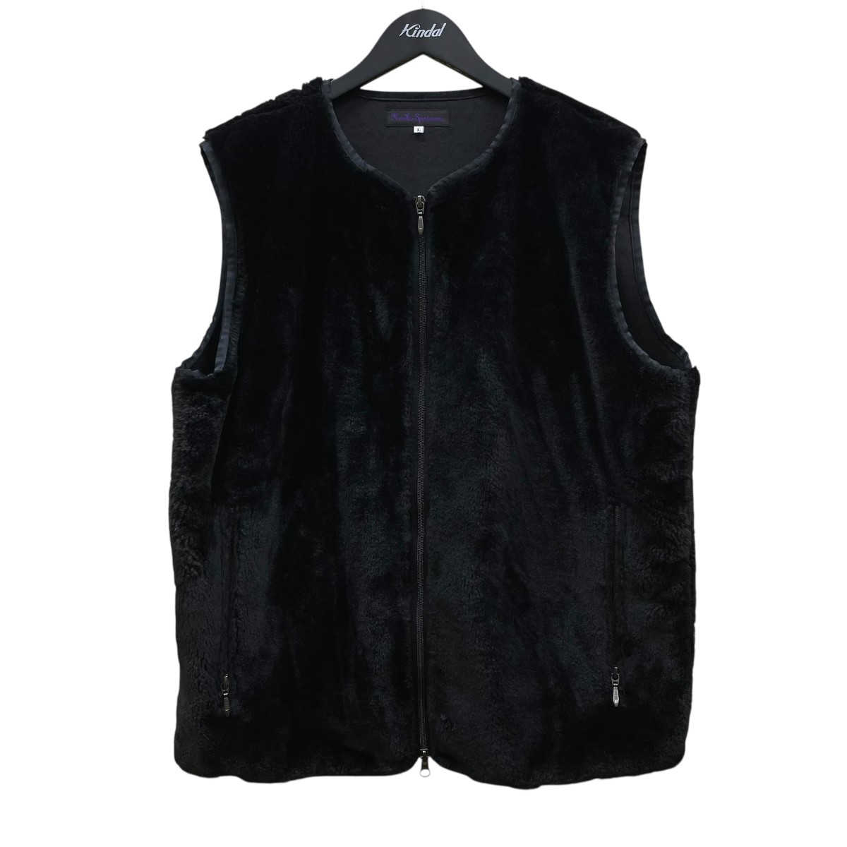 【中古】 Needles　 W．U． Piping Vest - Micro Fur ファーベスト LQ290 ブラック サイズ：L 【210326】（ニードルズ）
