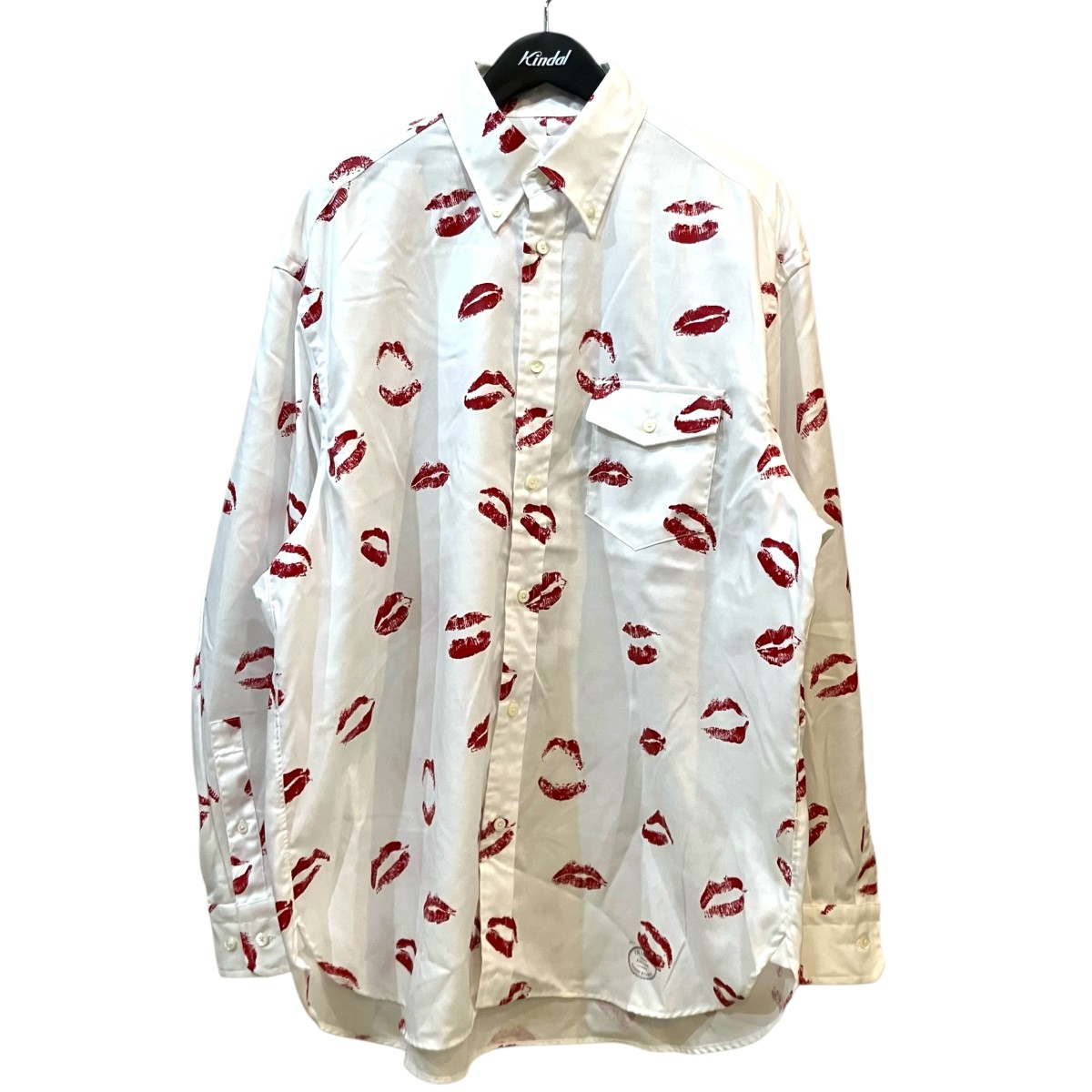 【中古】 TAKAHIROMIYASHITA TheSoloIst．　 24SS 「back gusset sleeve botton down shirt．(lip patterne)」 リッププリントシャツ ss．0001bSS24 ホワイト サイズ：46 【220326】（タカヒロミヤシタザソロイスト）