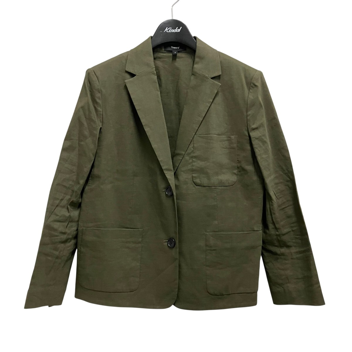 【中古】 theory　 肩パット入りジャケット 4104113 グリーン サイズ：2 【220326】（セオリー）