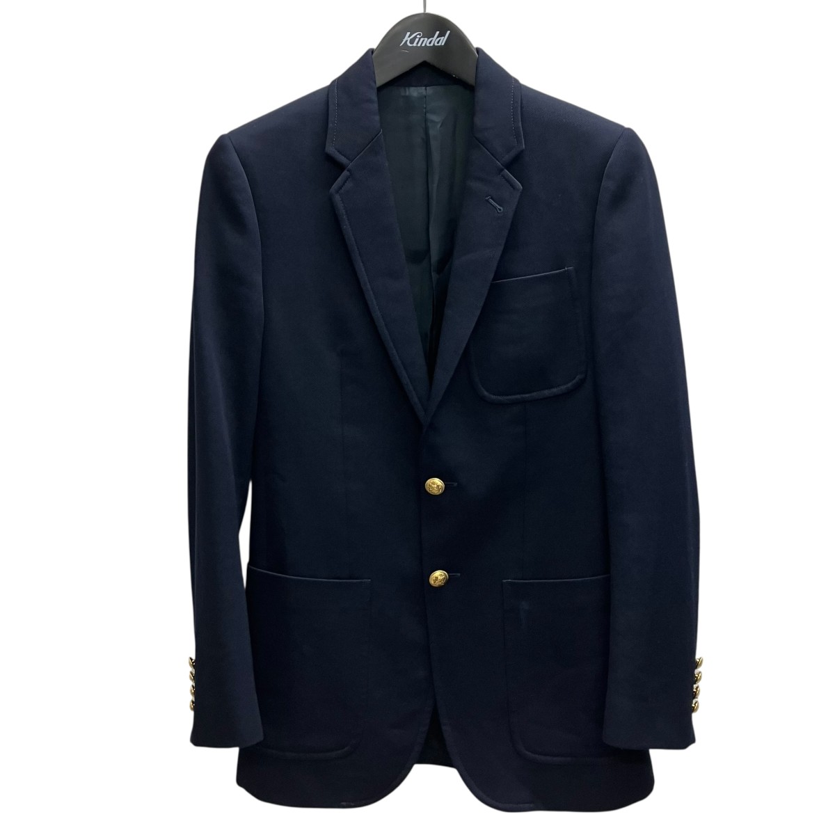 【中古】 CELINE　 テーラードジャケット ネイビー×ゴールド サイズ：34 【220326】（セリーヌ）
