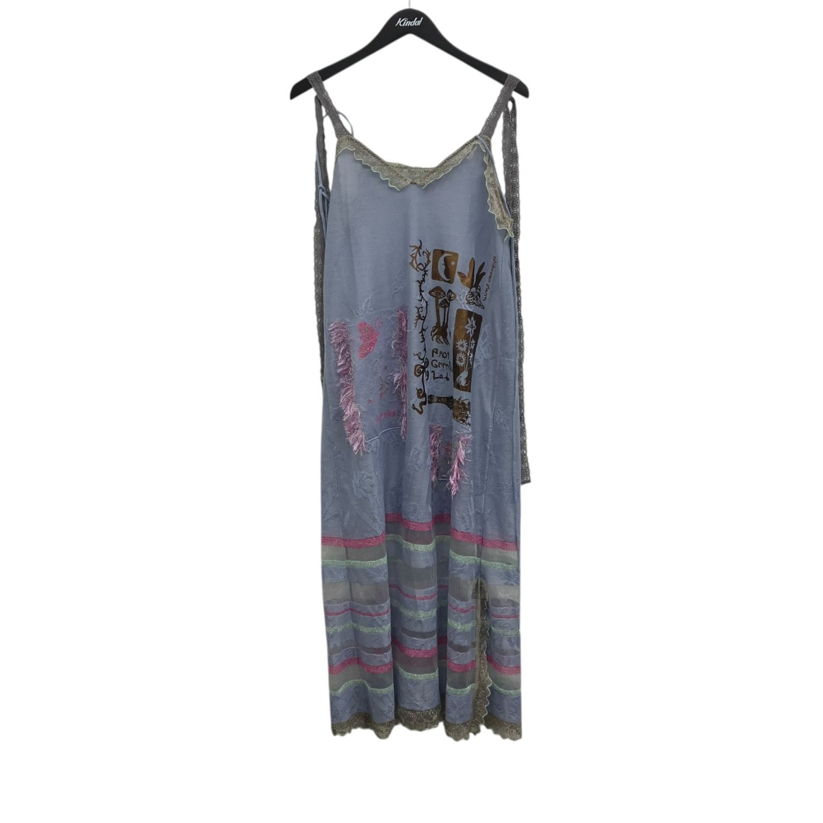【中古】rurumu foil printed knit sheer camisole dress キャミソール衣装 青み 大きさ：Free 【220326】（ルルムウ）