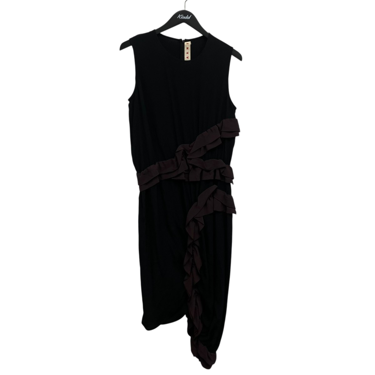 【中古】 MARNI　 ナイロンノースリーブワンピース ブラック×ブラウン サイズ：38 【120426】（マルニ）