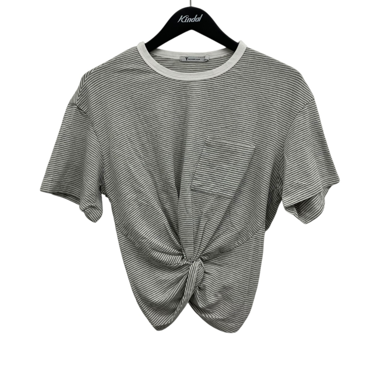 【中古】T by ALEXANDER WANG 間借り人プルオーバー ともし火薄墨色ｘ白いこと 大きさ：S 【220326】（ティーバイアレキサンダーワン）