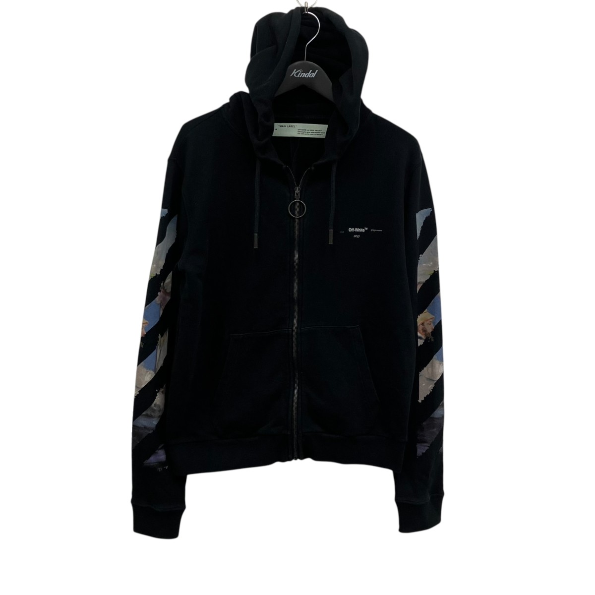 【中古】OFFWHITE ジップパーカー 黒いこと 大きさ：XS 【220326】（象牙色）