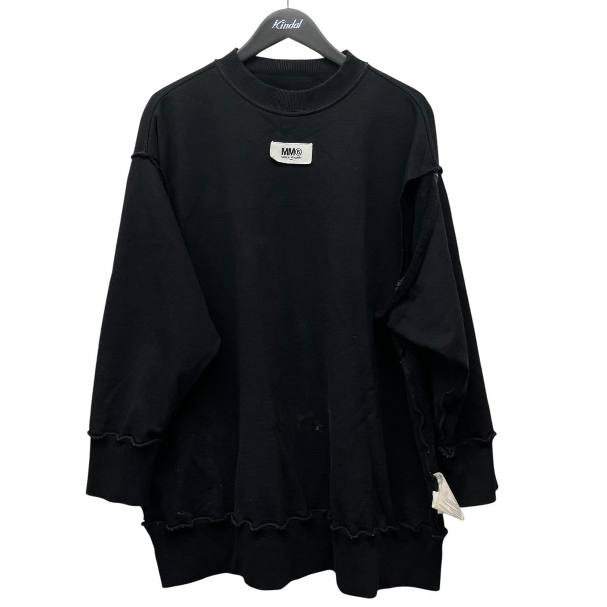 【中古】 MM6 Maison Margiela　 21AW ダメージ加工リバーススウェットトレーナー S62GU0053 ブラック サイズ：S 【220326】（マルタンマルジェラ）