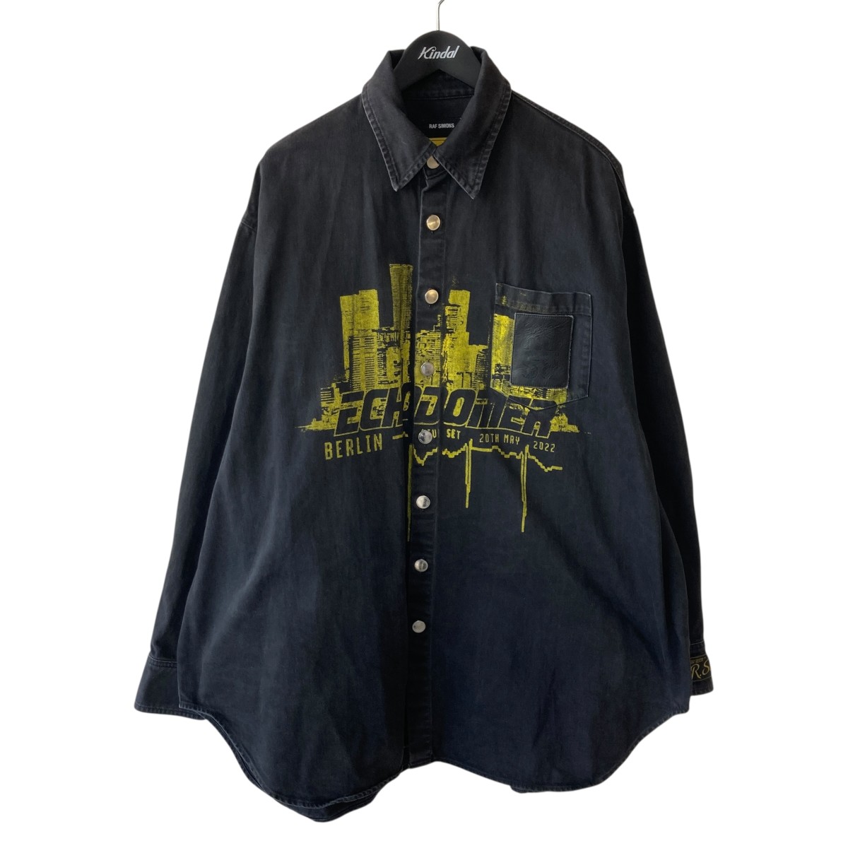 【中古】 RAF SIMONS　 16 30 別注 30th Big fit denim shirt Echodomer print デニムジャケット M243 ブラック サイズ：XS 【230326】（ラフシモンズ）