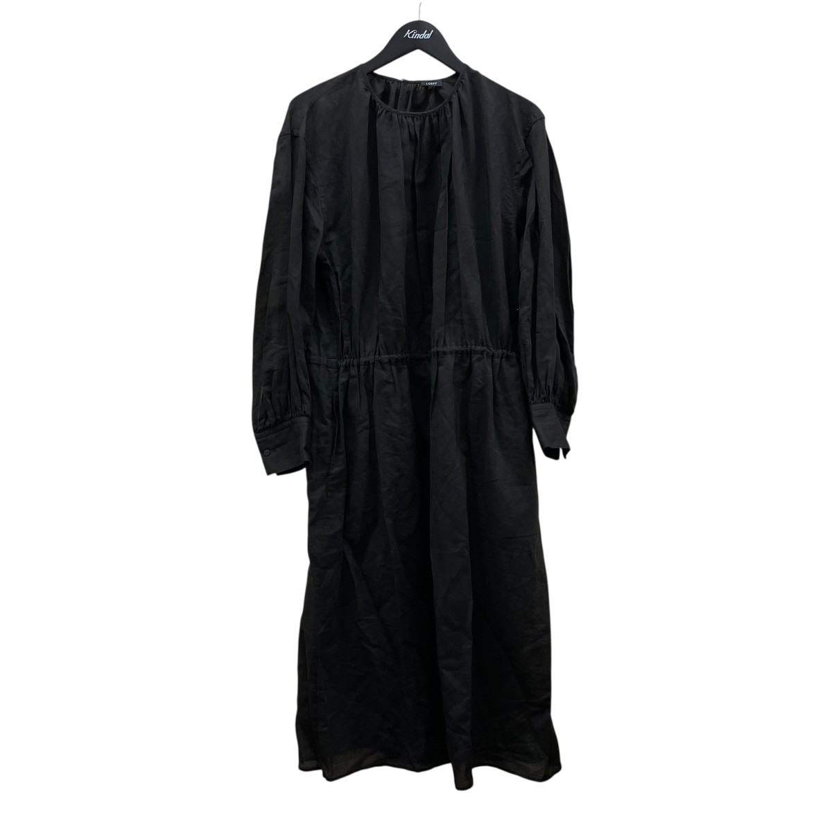 【中古】 LOEFF　 C L ボイル カフタン ワンピース ウエストドローストリングワンピース 長袖ワンピース 88262420031 チャコールグレー サイズ：0 【220326】（ロエフ）
