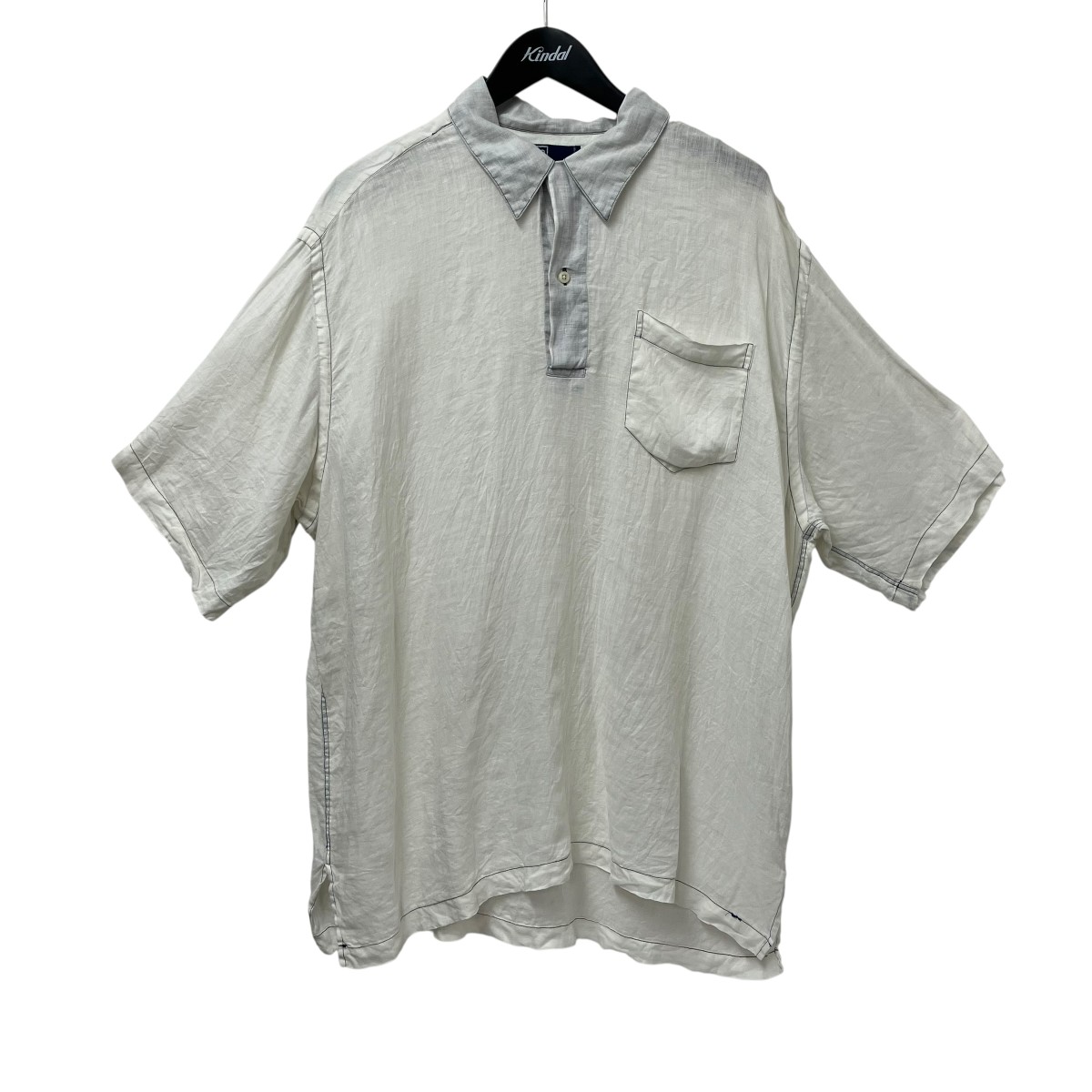 【中古】 RALPH LAUREN　 90s オープンカラー プルオーバー リネン ポニーなし シャツ ホワイト サイズ：L 【230326】（ラルフローレン）