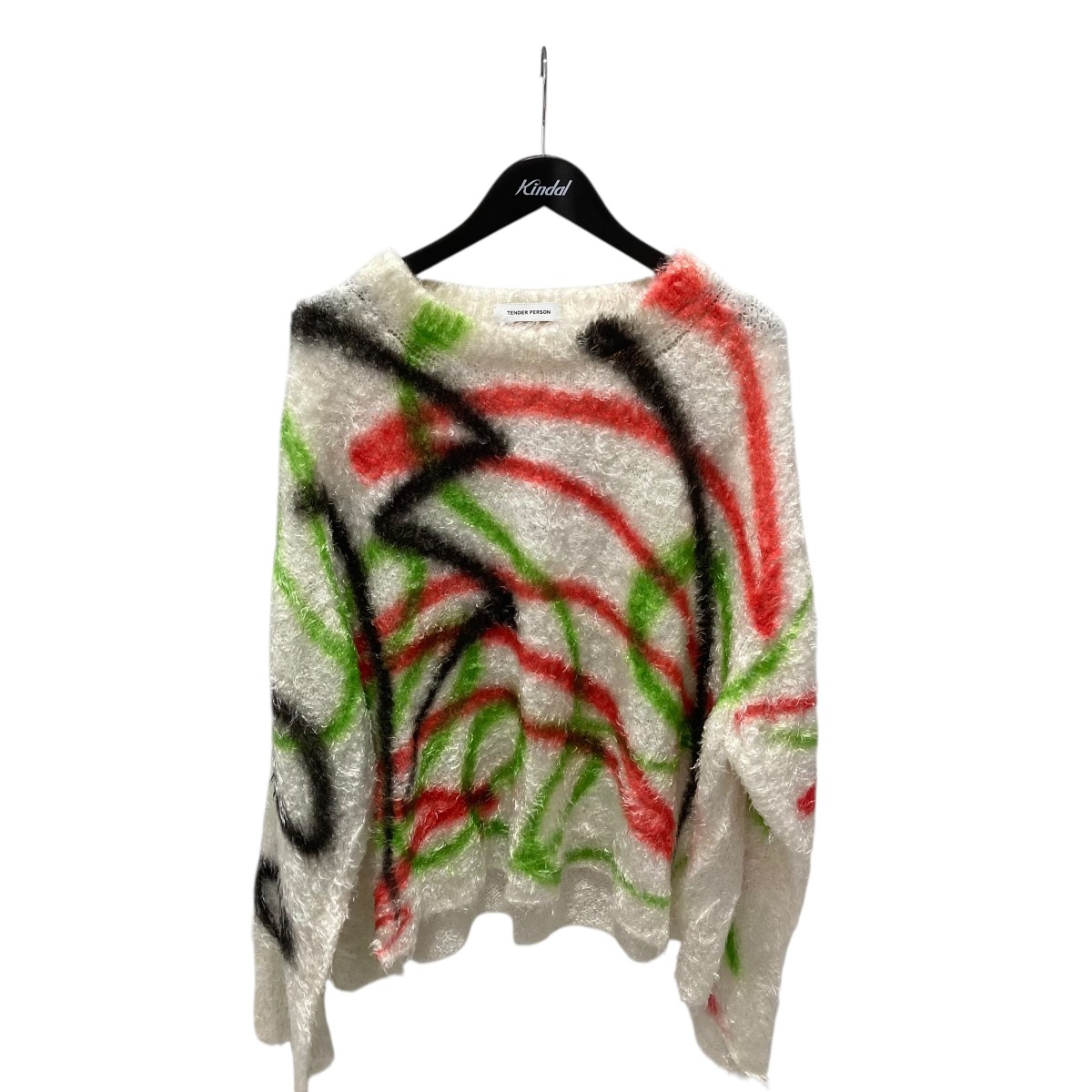 【中古】 TENDER PERSON　 MONSTER PAINTING ONIT PULLOPVER セーター ホワイト×グリーン×レッド サイズ：00 【230326】（テンダーパーソン）