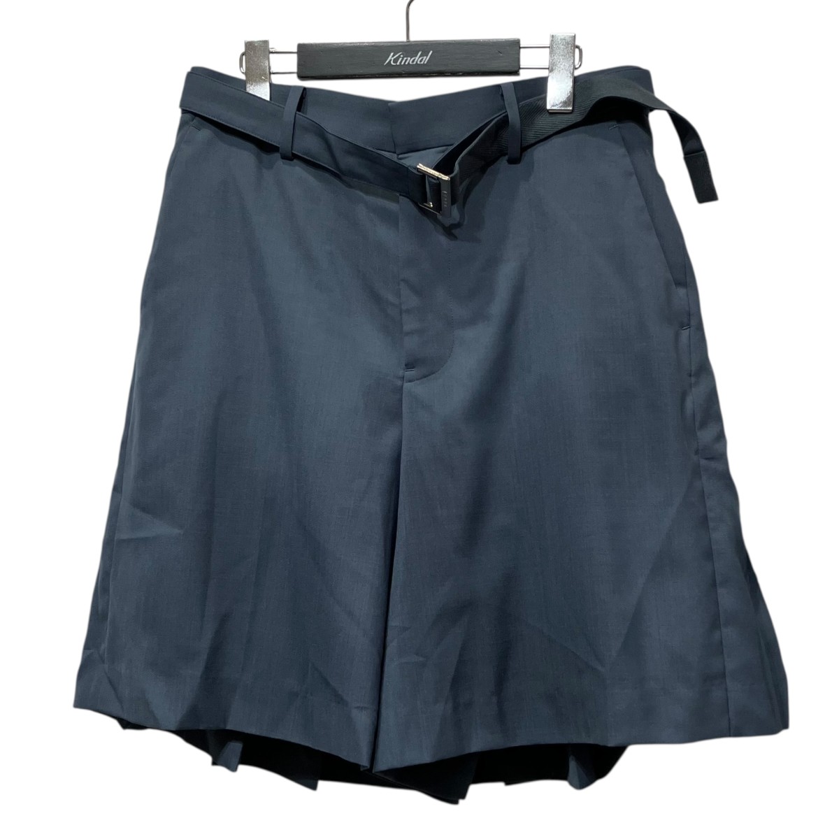 【中古】 sacai　 プリーツ加工ベルテッドショートパンツ 25-03589M ブルー×グレー サイズ：2 【230326】（サカイ）