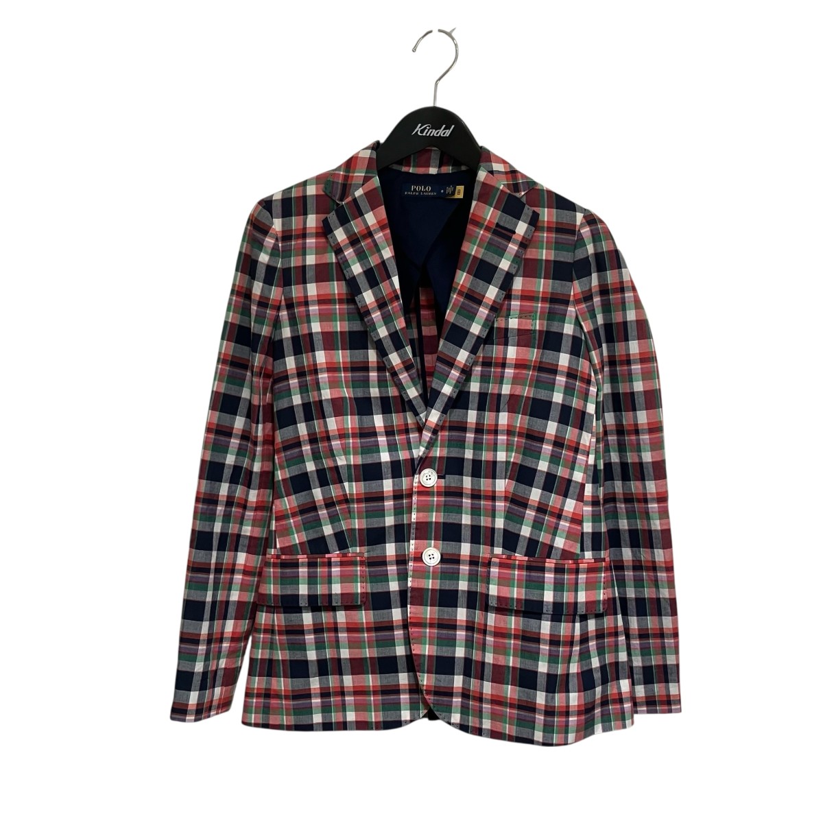 【中古】 POLO RALPH LAUREN　 チェック柄テーラードジャケット IT03945310963 レッド×ネイビー サイズ：0 【230326】（ポロラルフローレン）