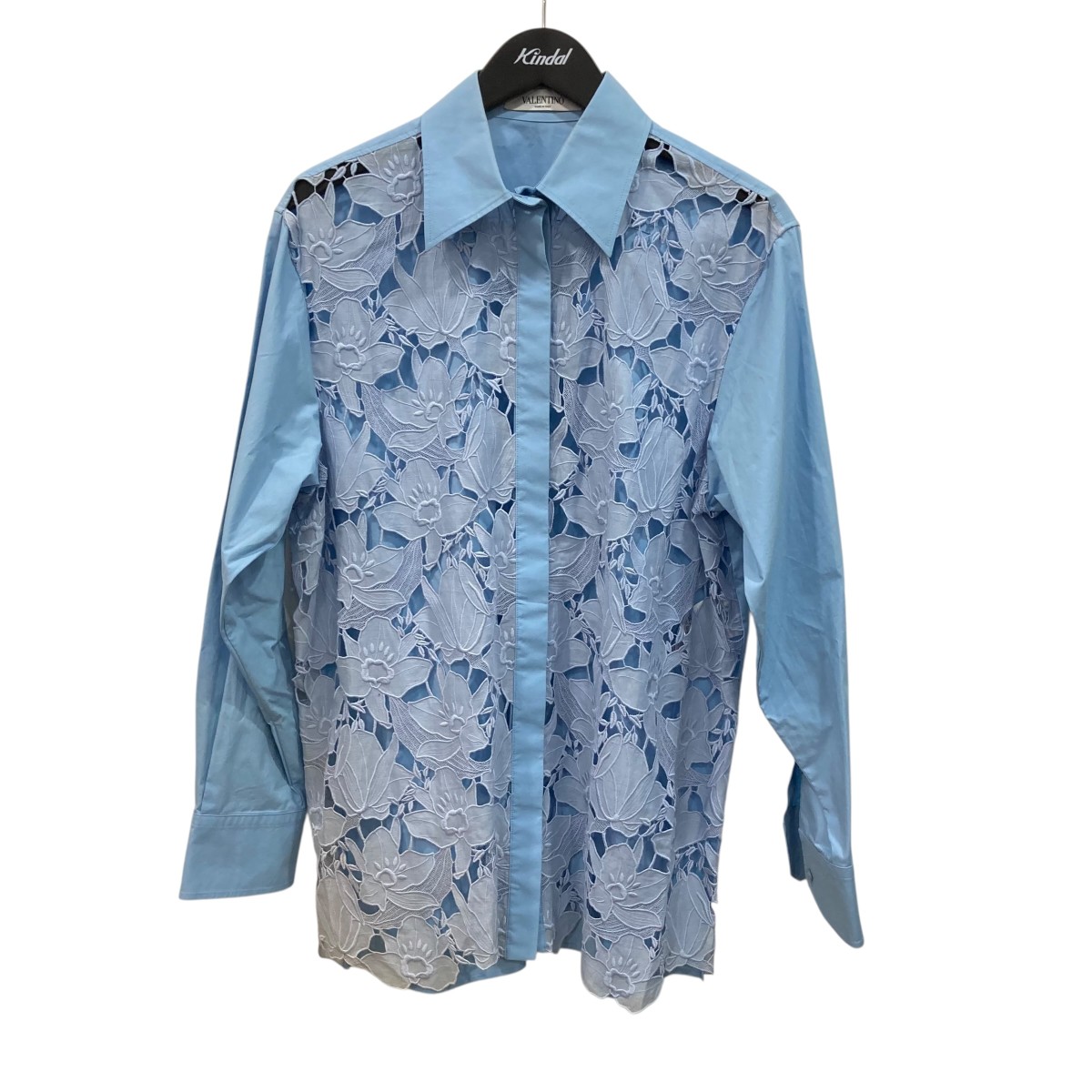 【中古】 VALENTINO　 レースシャツ WB3AB2L05A6 スカイブルー サイズ：40 【240326】（ヴァレンチノ）