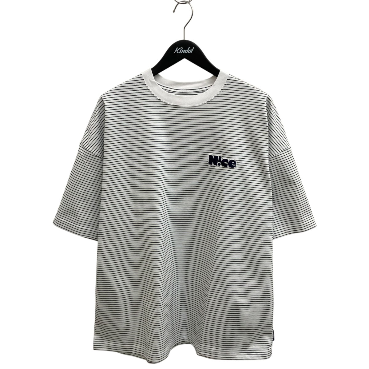 【中古】 N!ce　 Round Logo Border Tee ボーダー 半袖Tシャツ NC-CT05 ホワイト×ブラック サイズ：L 【240326】（ナイス）