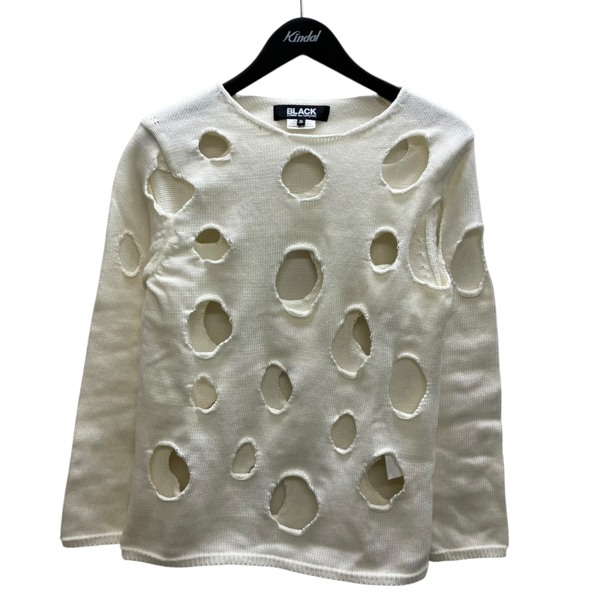 【中古】BLACK COMME des GARCONS 穴あきニット ホワイト サイズ：S 【240326】（ブラックコムデギャルソン）