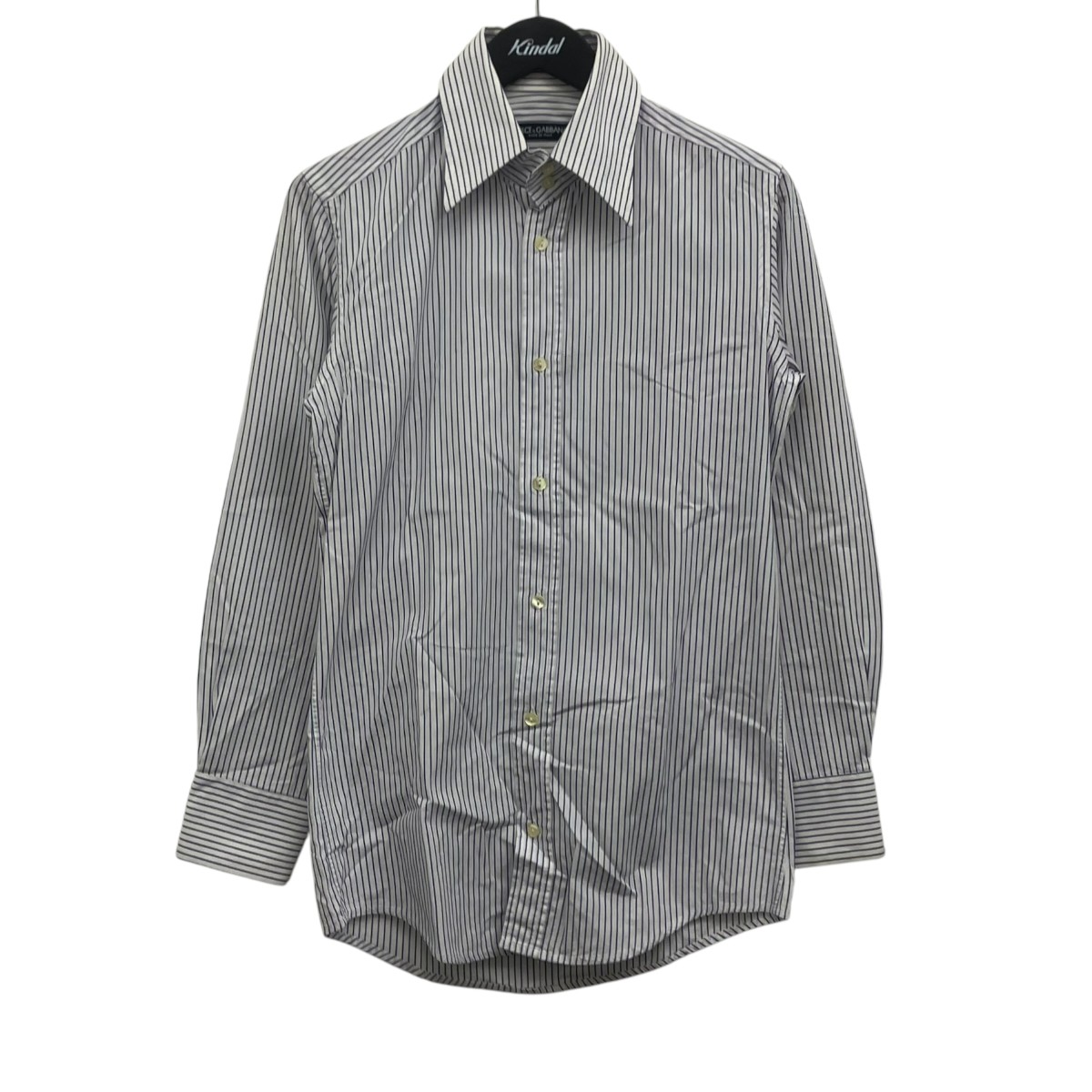 【中古】 DOLCE ＆ GABBANA　 ストライプシャツ ホワイト×ネイビー サイズ：38 【240326】（ドルチェアンドガッバーナ）