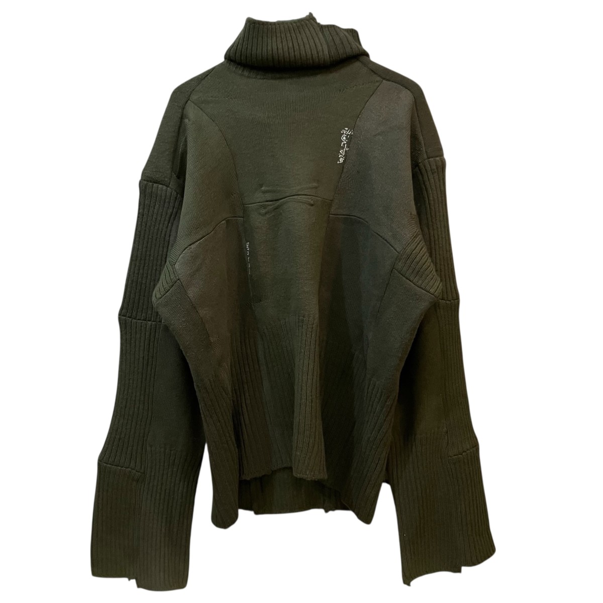 【中古】 BALENCIAGA 「Upcycled Socks Sweater」 再構築タートルネックニット 768686 カーキ サイズ：L 【価格見直し】